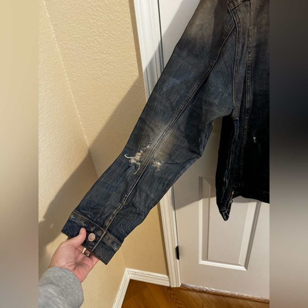 New Embellish Men's Kane Distressed Dirty Denim Jacket - Picture 14 of 14